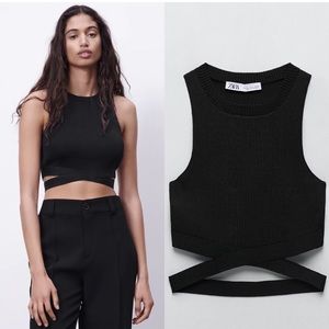 Zara cut-out knit bandage crop top